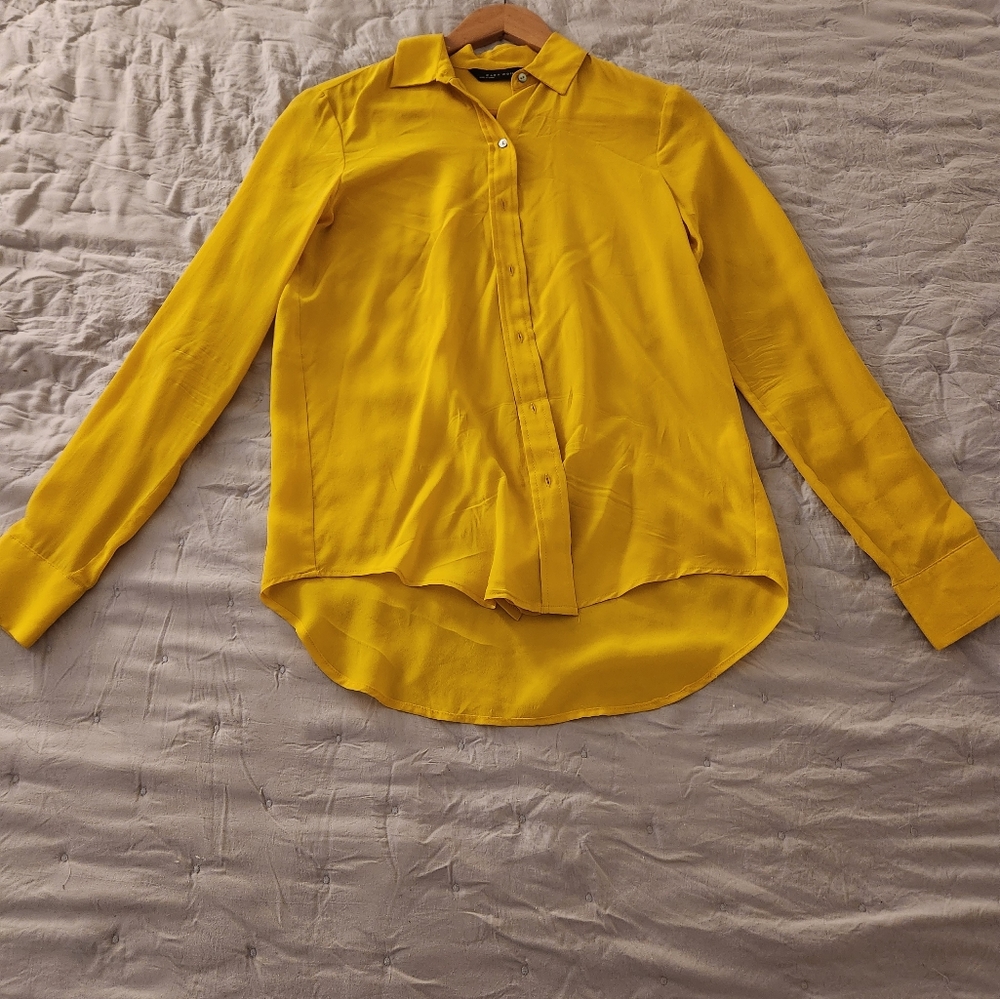 Zara Yellow Silk Blouse